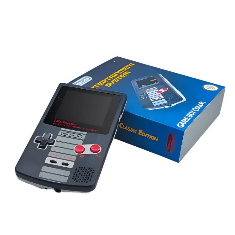 Nintendo Game Boy Color Video Game Console - BlackGray - NES Classic Edition - Backlit IPS Q5 Screen - Custom & Upgraded