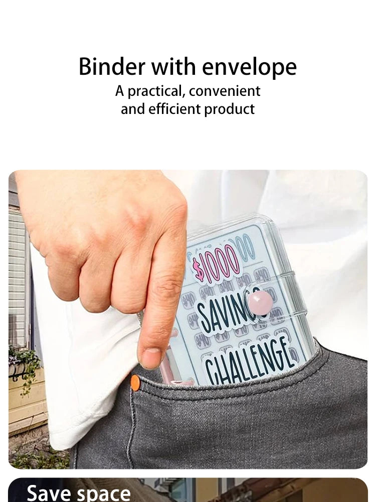 1000 Savings Challenge Binder - Money Saving Binder Book for Flexible Budgeting & Reusable Savings Challenges - Blue - New
