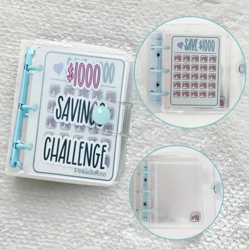 1000 Savings Challenge Binder - Money Saving Binder Book for Flexible Budgeting & Reusable Savings Challenges - Blue - New