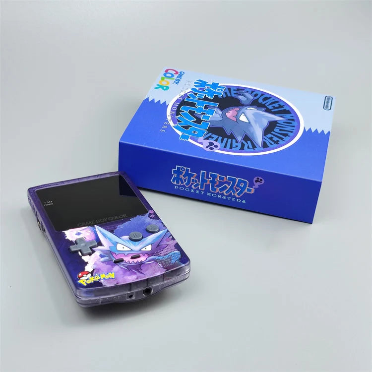 Nintendo Game Boy Color Console - Clear Purple - Pokemon Haunter Edition - AMOLED XL LCD Touch Screen - Custom Built & Upgraded