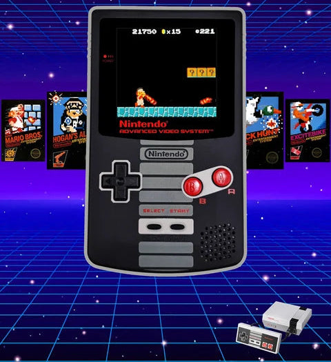 Nintendo Game Boy Color Video Game Console - BlackGray - NES Classic Edition - Backlit IPS Q5 Screen - Custom & Upgraded