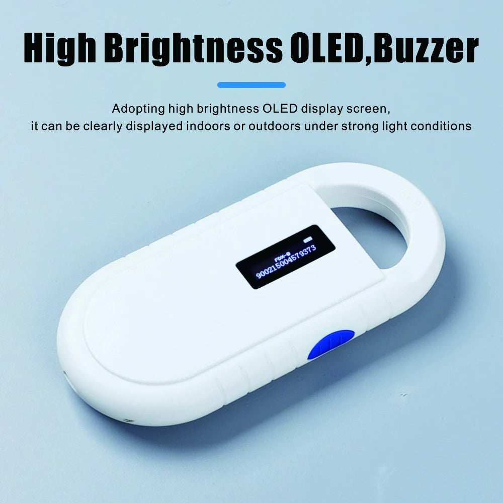 Handheld Pet ID Scanner Microchip Reader - 134.2kHz FDX-B ISO117845 Transponder - USB Rechargeable for Dogs, Pets - New