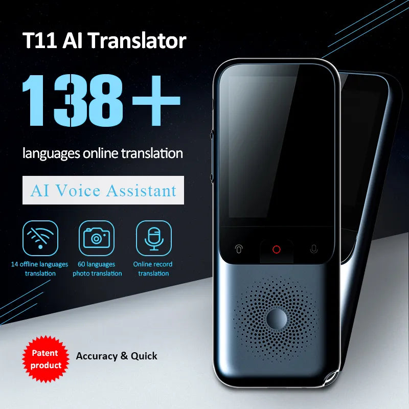 T11 Portable Audio Translator - Smart OnlineOffline Translation, 138 Languages, Photo Translate, AI Voice - New