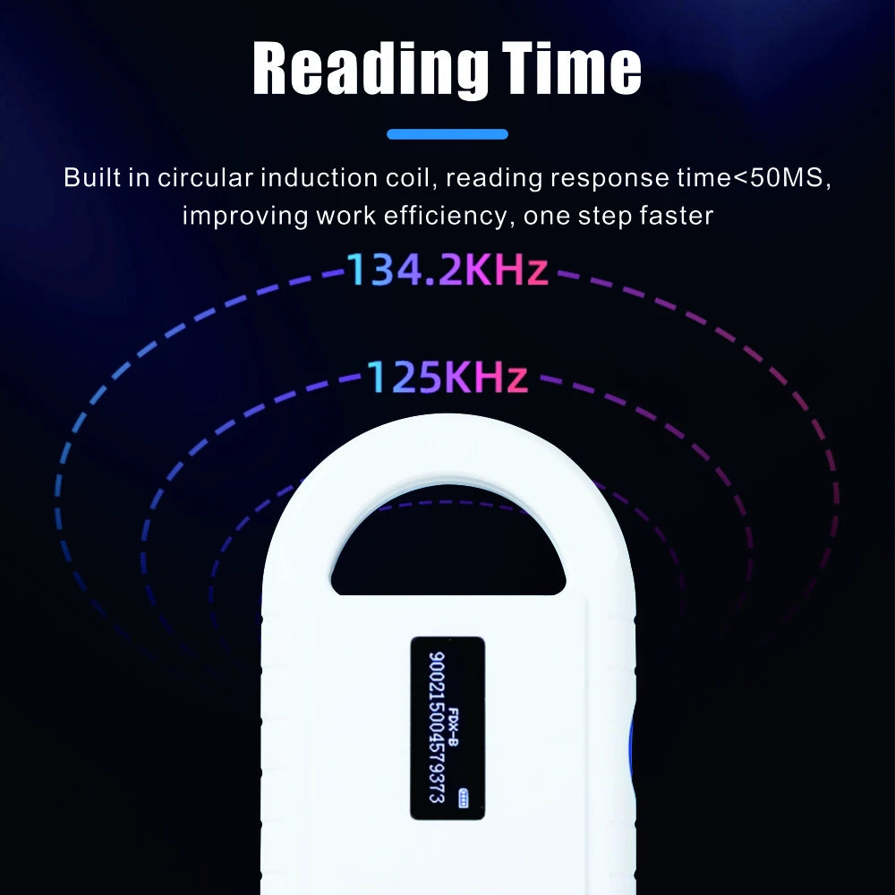 Handheld Pet ID Scanner Microchip Reader - 134.2kHz FDX-B ISO117845 Transponder - USB Rechargeable for Dogs, Pets - New