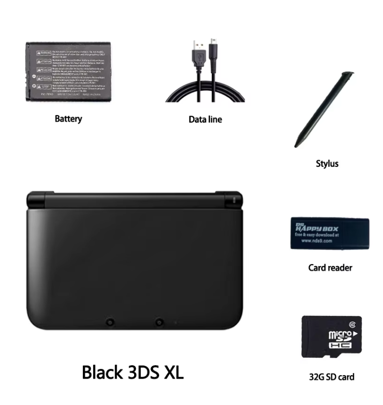 Nintendo 3DS XL LL Video Game Console Restored - Black - 128GB - Custom Bundle