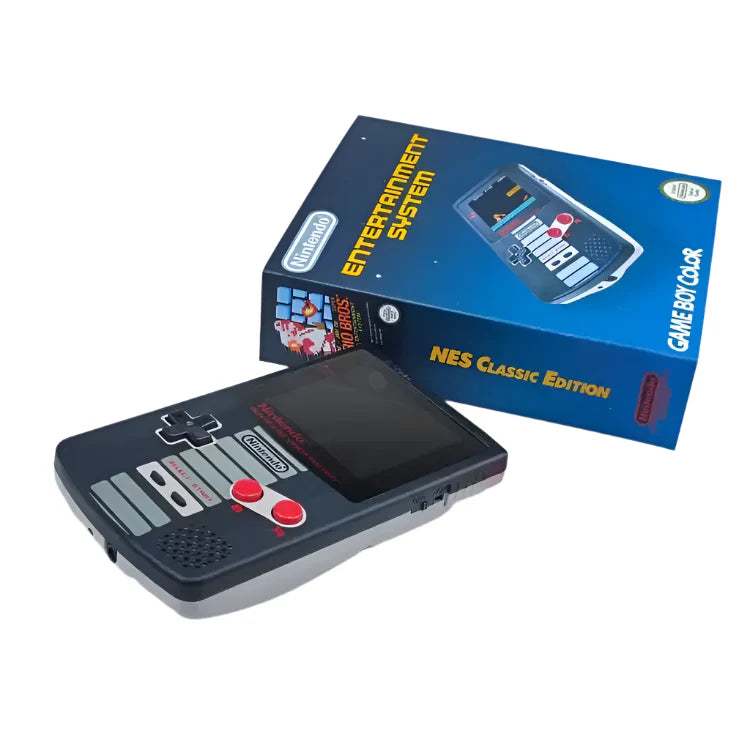 Nintendo Game Boy Color Video Game Console - BlackGray - NES Classic Edition - Backlit IPS Q5 Screen - Custom & Upgraded