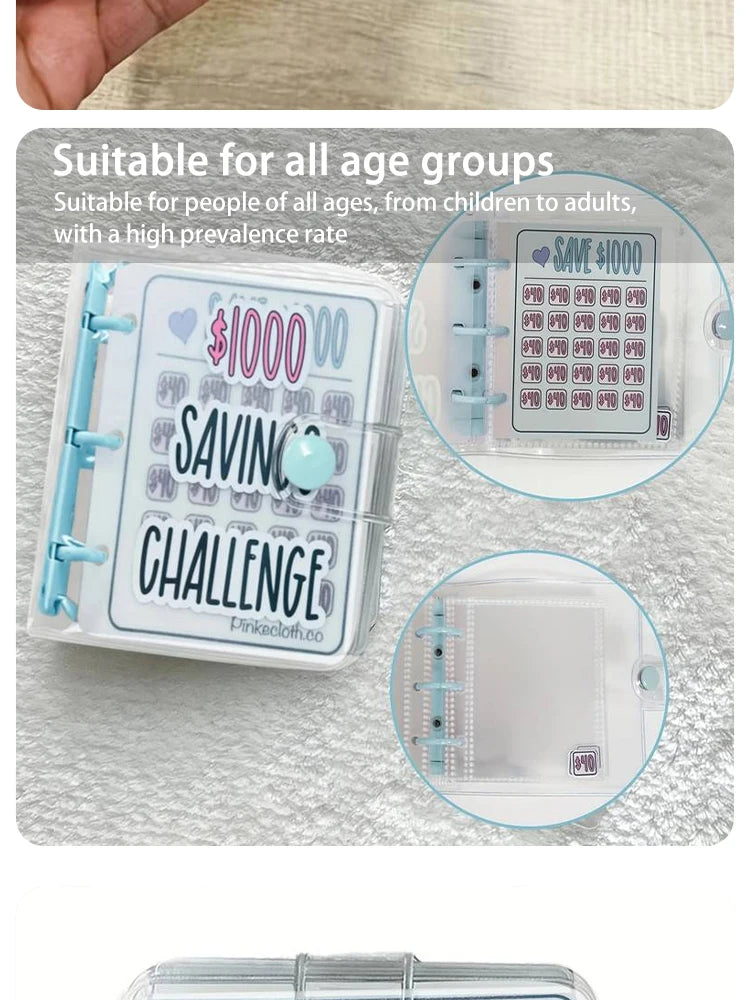 1000 Savings Challenge Binder - Money Saving Binder Book for Flexible Budgeting & Reusable Savings Challenges - Blue - New