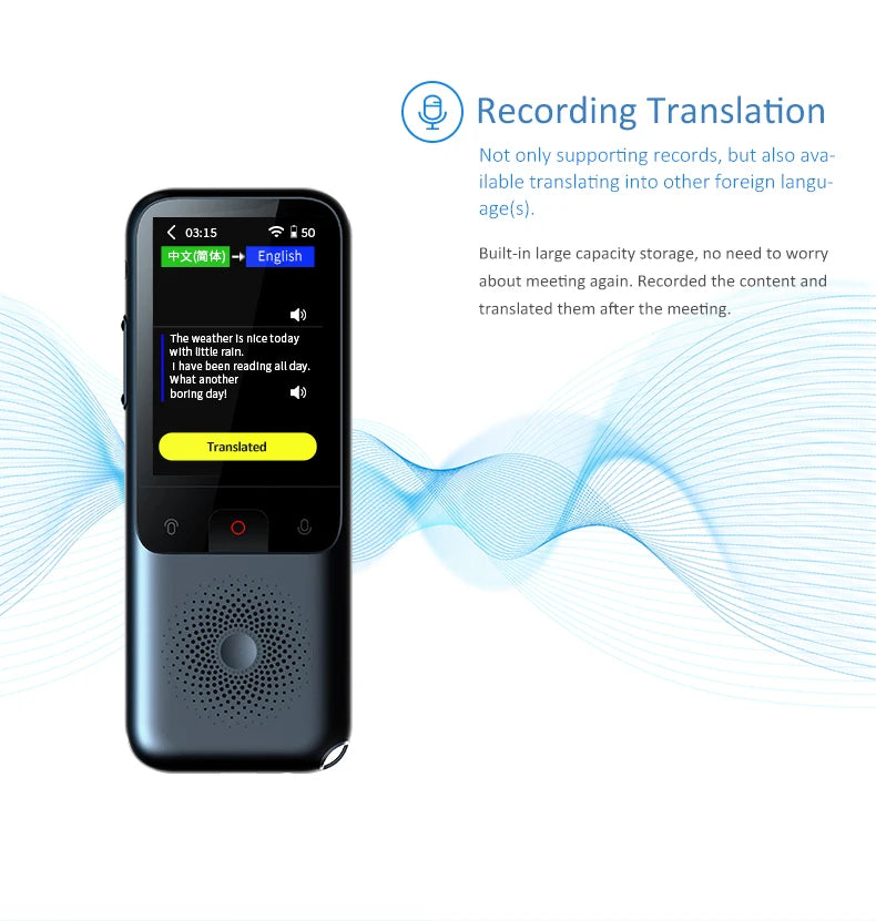 T11 Portable Audio Translator - Smart OnlineOffline Translation, 138 Languages, Photo Translate, AI Voice - New