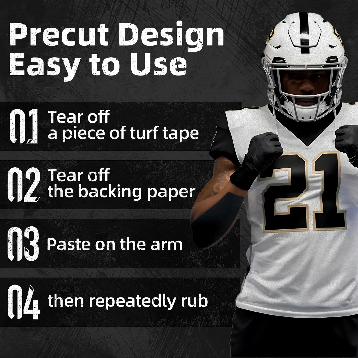 Pre-Cut Turf Tape - Sports Injury Prevention for Turf Burn, Scrapes, Cuts Abrasions - White - New