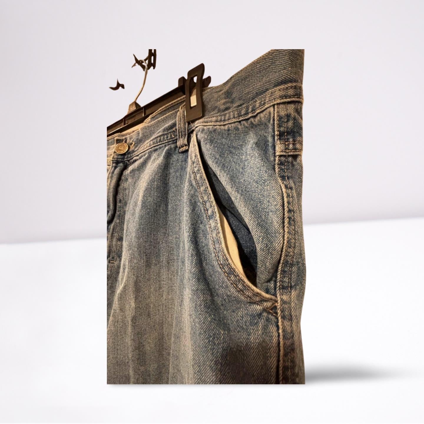 Arizona Mens Jeans Denim Carpenter Faded Relaxed Fit Straight - Blue - 40x32 - Like New