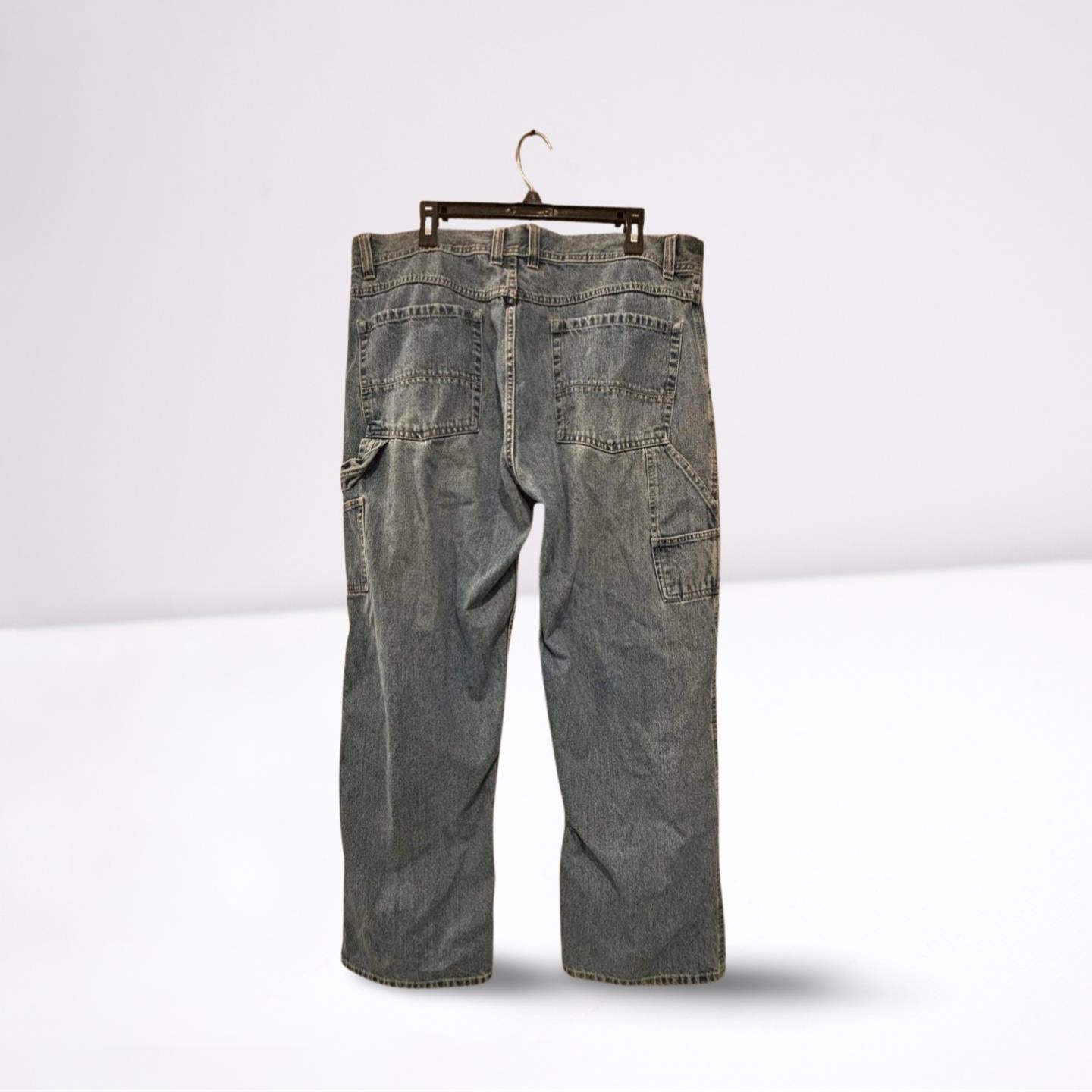 Arizona Mens Jeans Denim Carpenter Faded Relaxed Fit Straight - Blue - 40x32 - Like New