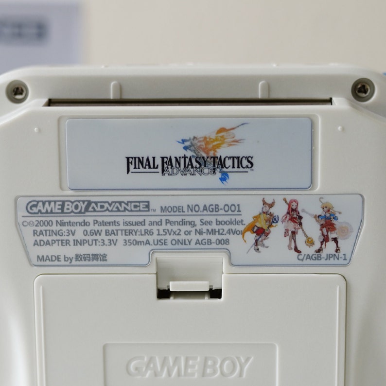 Nintendo Game Boy Advance Video Game Console - WhiteBlue - Final Fantasy Tactics Edition - Custom Built