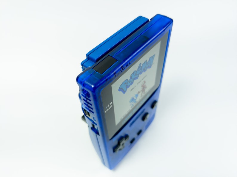Nintendo Game Boy Color Video Game Console - Transparent Blue - Backlit TFT LCD Screen - Custom & Upgraded