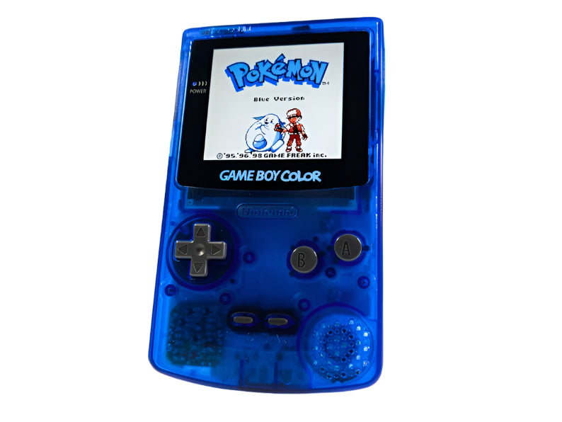 Nintendo Game Boy Color Video Game Console - Transparent Blue - Backlit TFT LCD Screen - Custom & Upgraded