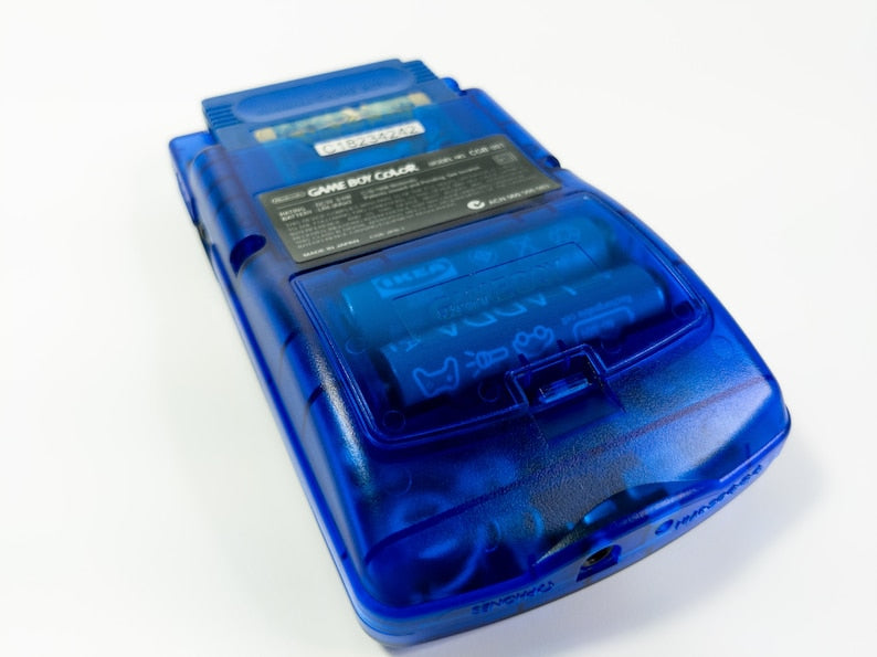 Nintendo Game Boy Color Video Game Console - Transparent Blue - Backlit TFT LCD Screen - Custom & Upgraded