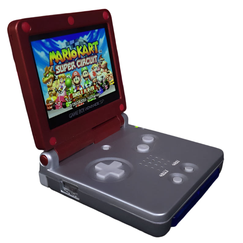 Nintendo Game Boy Advance SP Console - RedSilver - Super Mario Edition M Edition - Custom Built