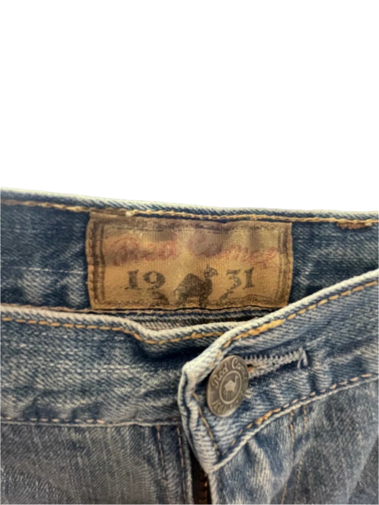 Red Camel Mens Jeans Distressed Denim Medium Wash Bootcut - Blue - 38X30 - Good