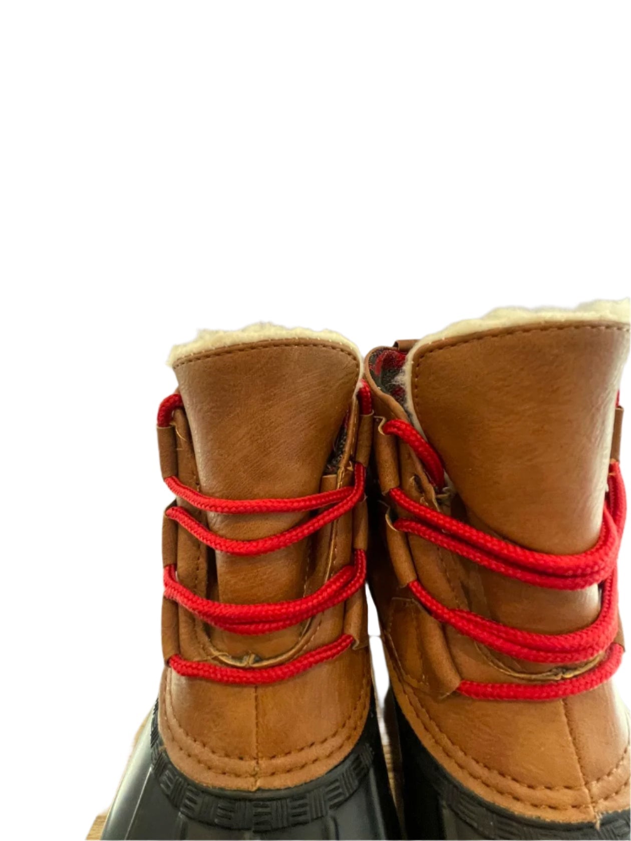 Magellan Womens Duck Boots Fleece Lined Leather - BrownBlack - 7M - Very Good