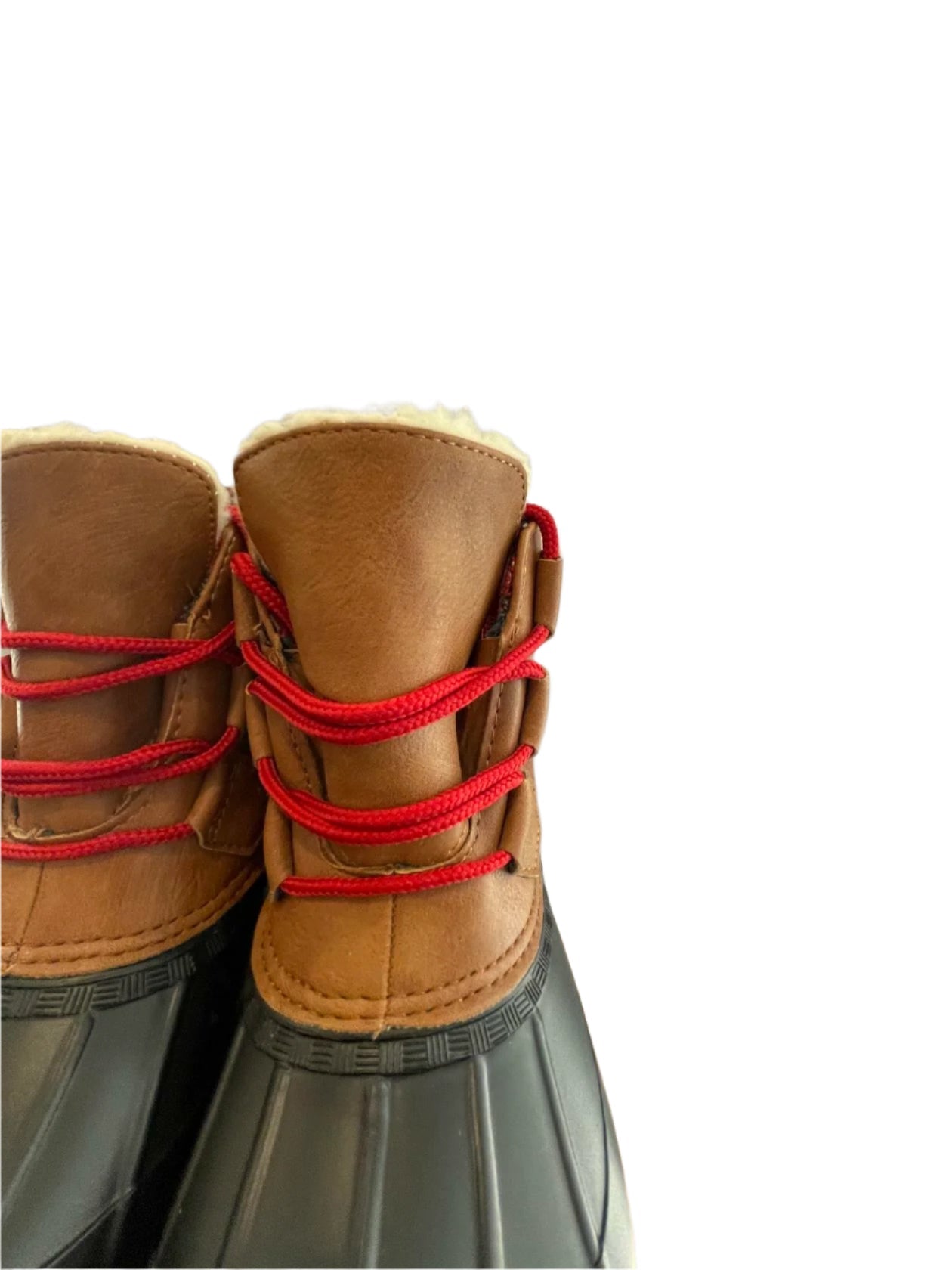 Magellan Womens Duck Boots Fleece Lined Leather - BrownBlack - 7M - Very Good
