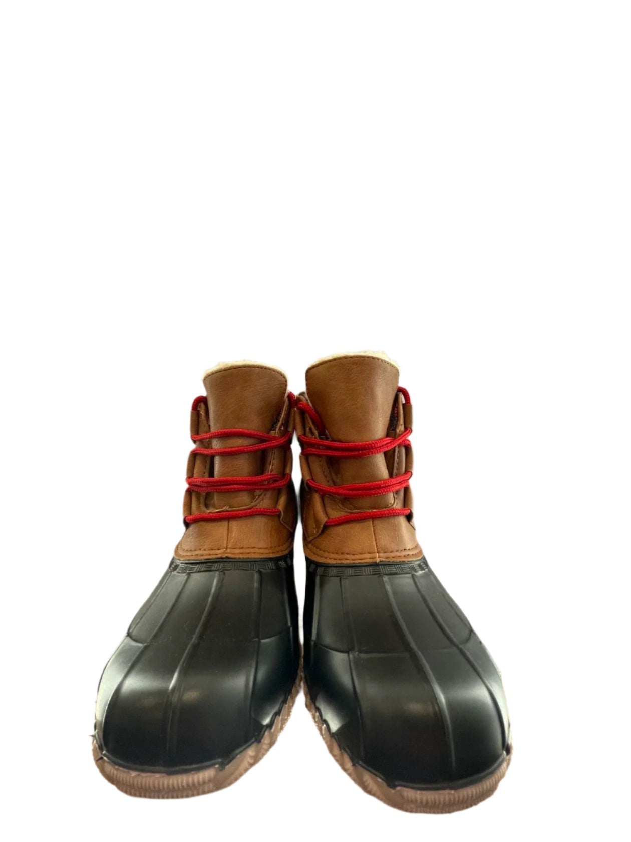 Magellan Womens Duck Boots Fleece Lined Leather - BrownBlack - 7M - Very Good