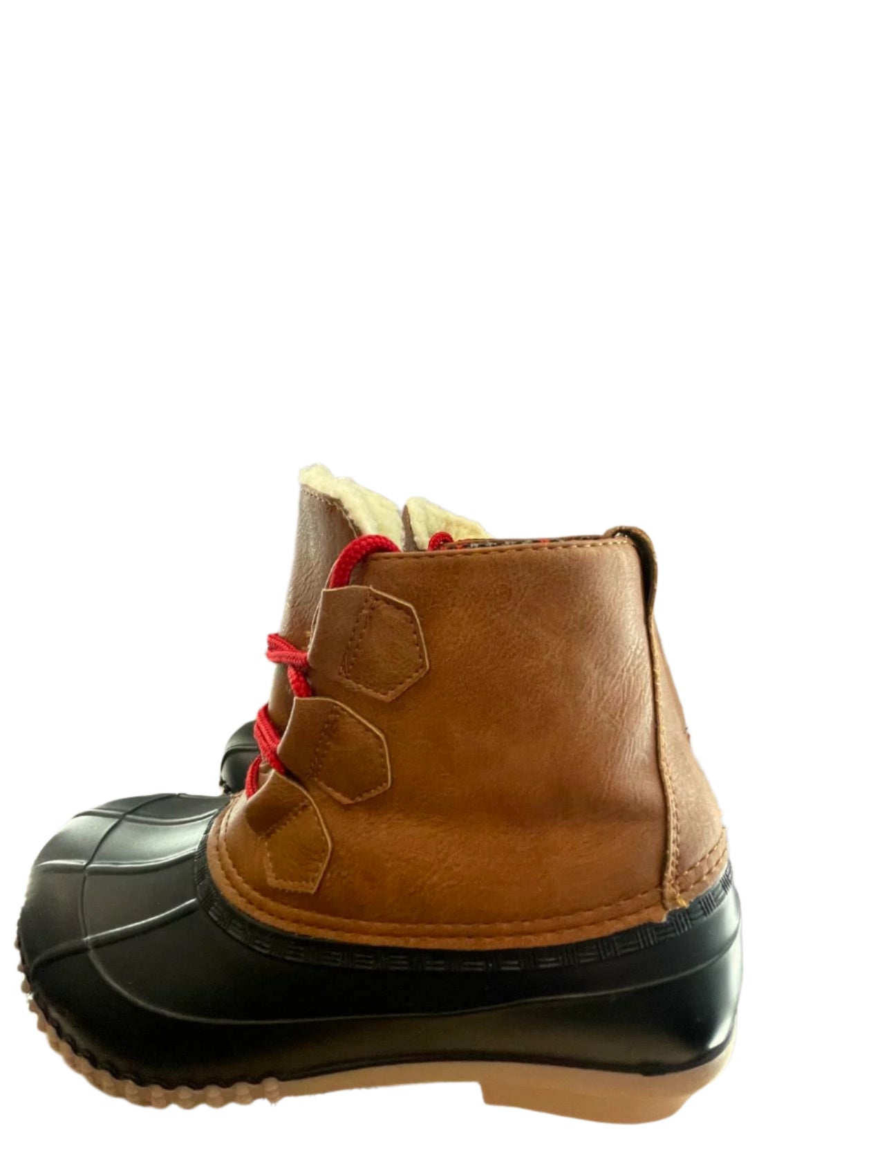 Magellan Womens Duck Boots Fleece Lined Leather - BrownBlack - 7M - Very Good