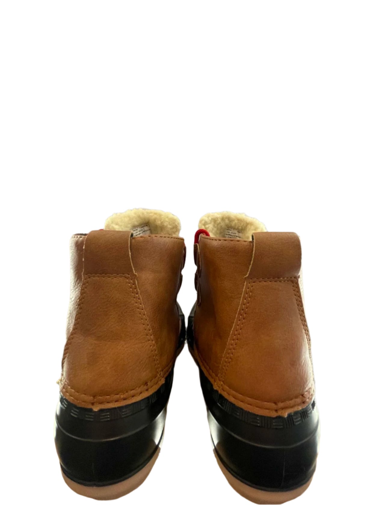 Magellan Womens Duck Boots Fleece Lined Leather - BrownBlack - 7M - Very Good
