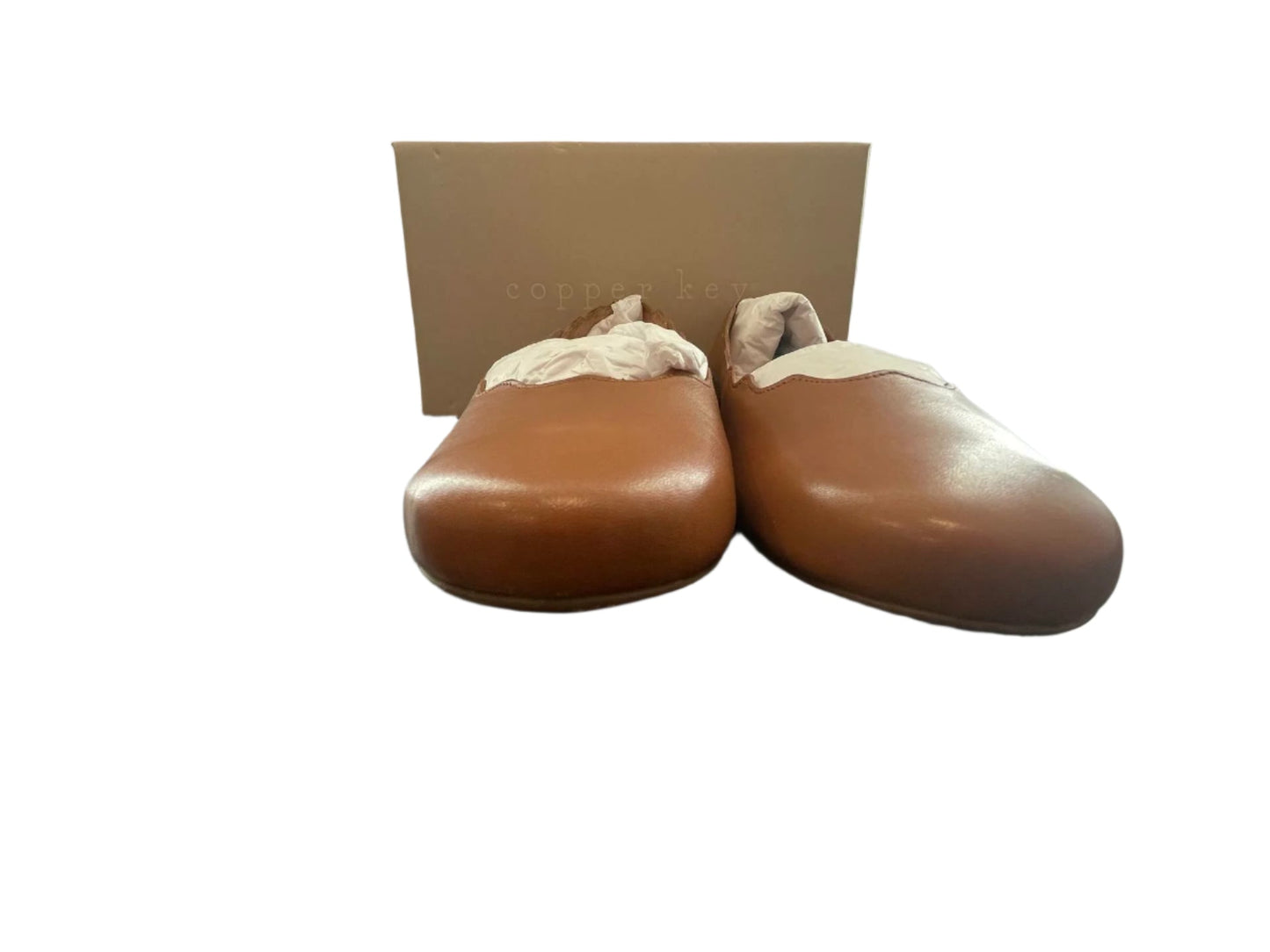 Copper Key Womens Flats Shoes Loveley leather Scalloped Brown Cara Luggage - Brown - 10W - Like New