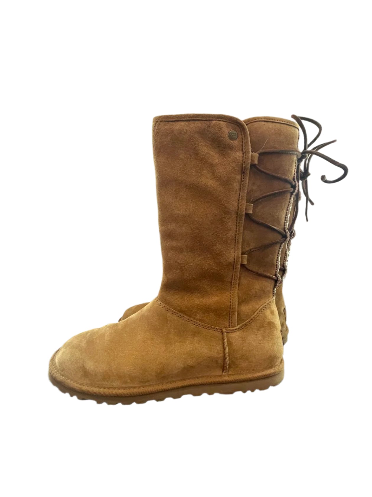 UGG Womens Boots Tall Braided Tasman Chestnut - Brown - 8 - Very Good