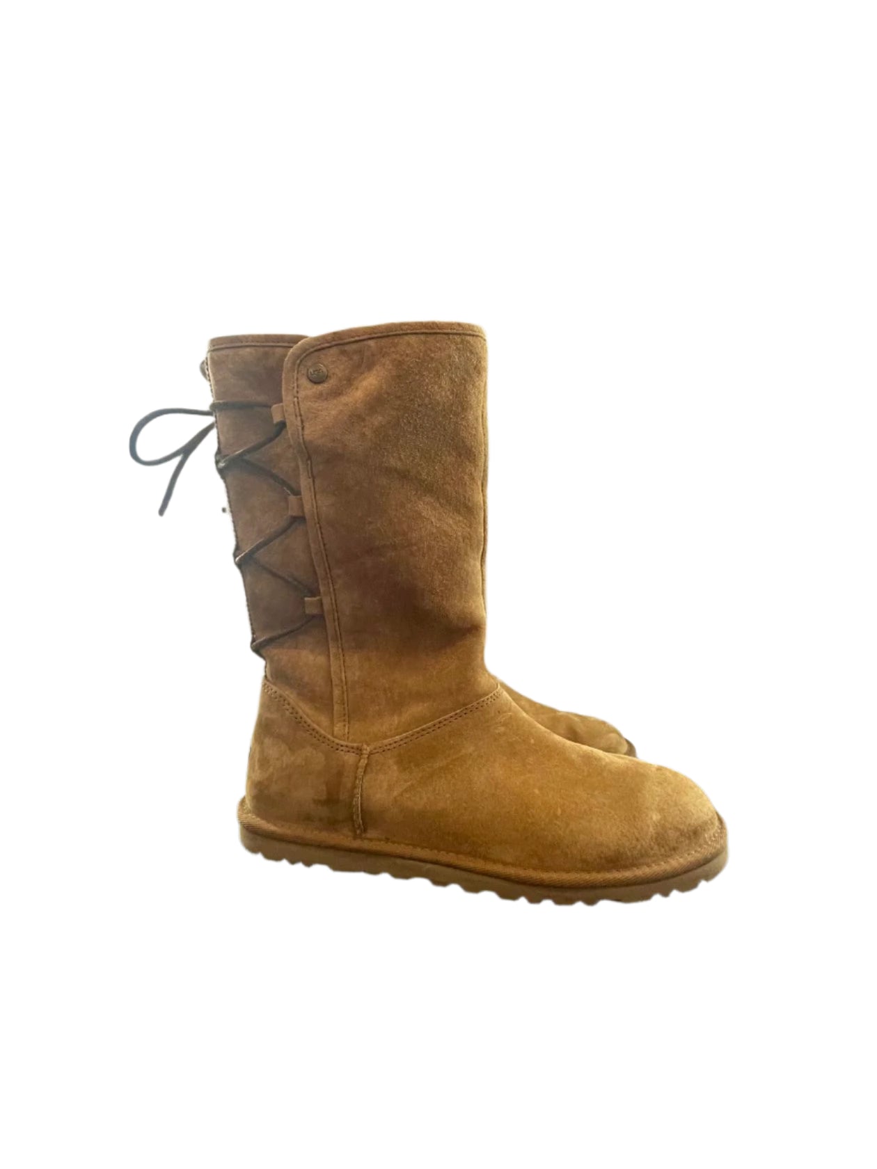 UGG Womens Boots Tall Braided Tasman Chestnut - Brown - 8 - Very Good