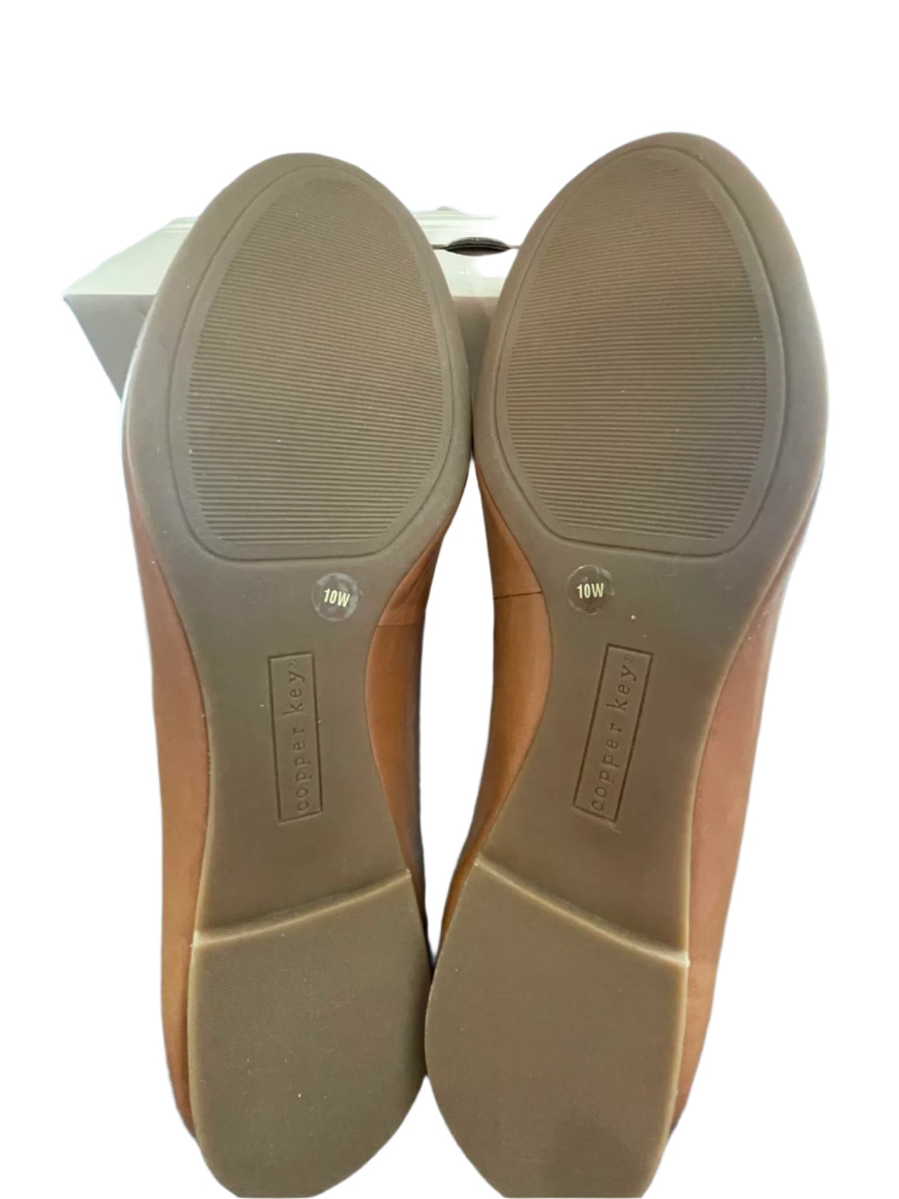 Copper Key Womens Flats Shoes Loveley leather Scalloped Brown Cara Luggage - Brown - 10W - Like New