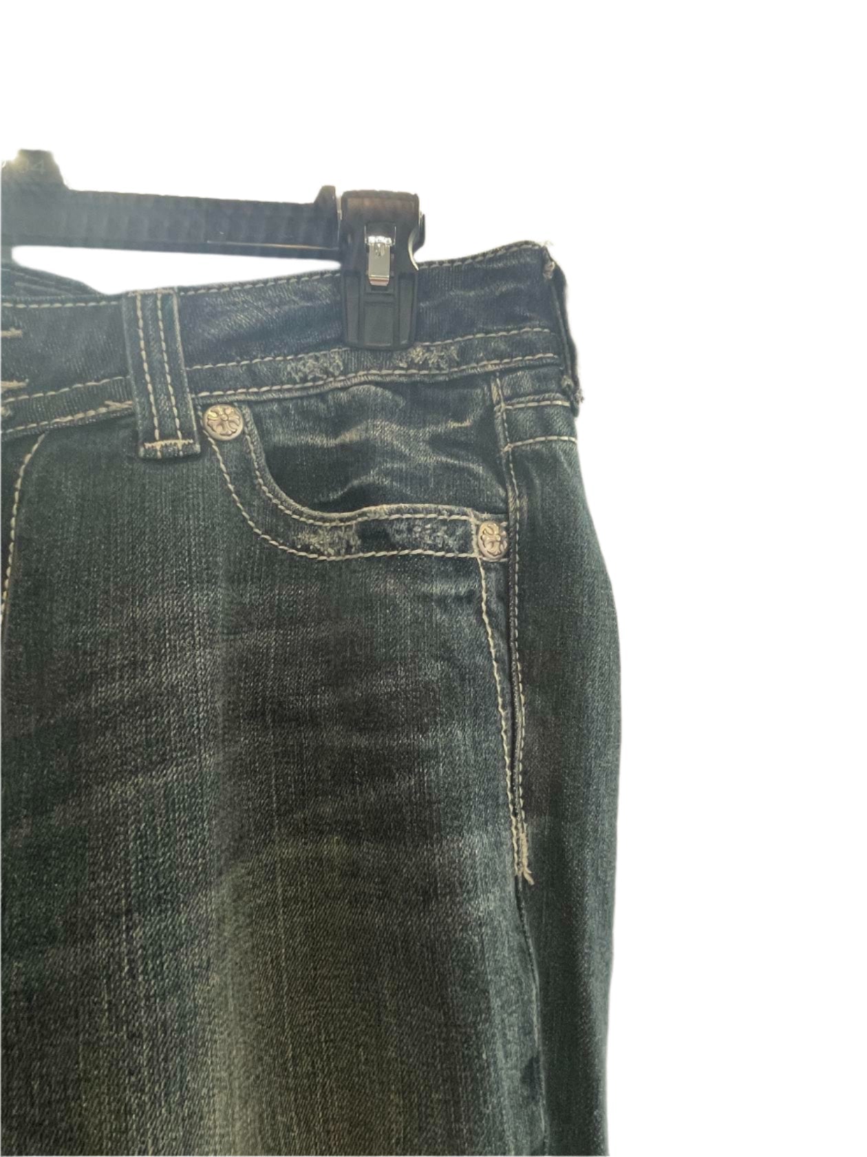 MISS ME Womens Jeans JP5001BC Embellished Bling Flap Distressed Boot Cut - Blue - 31 - Very Good