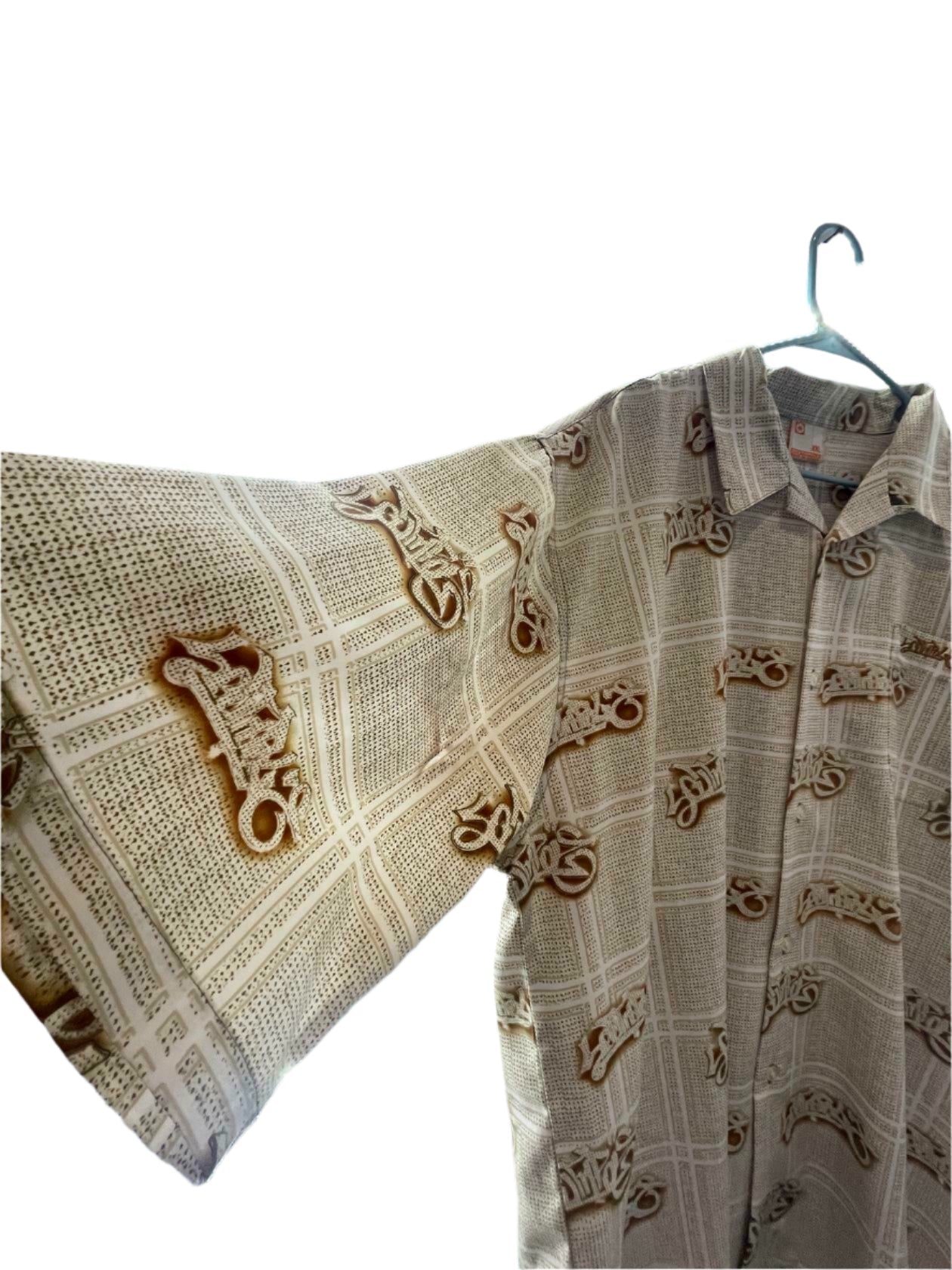 South Pole Mens Short Sleeve Button Down Shirt All-Over Print 82628 - Brown - XXL - Like New