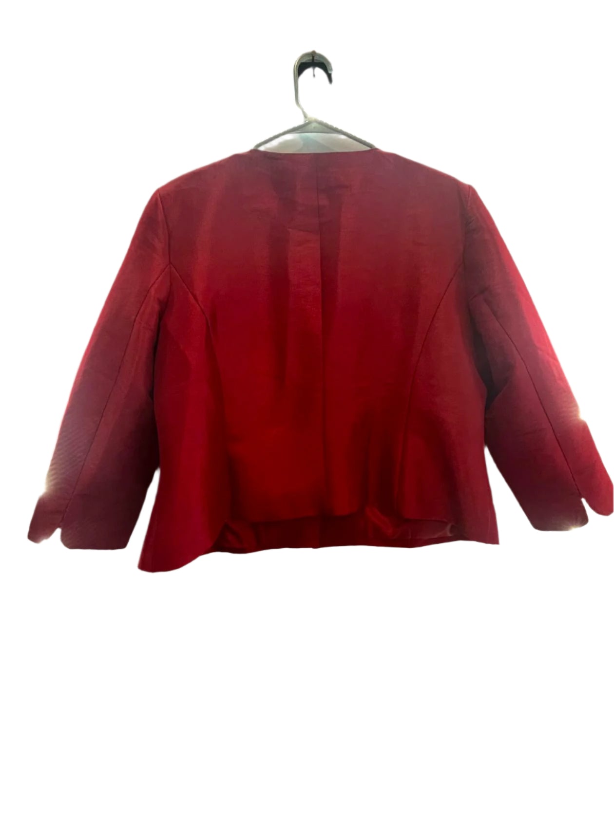 Nicolette Womens Blazer Ruffles Bedazzled Buttons Formal Casual - Red - 18 - Very Good
