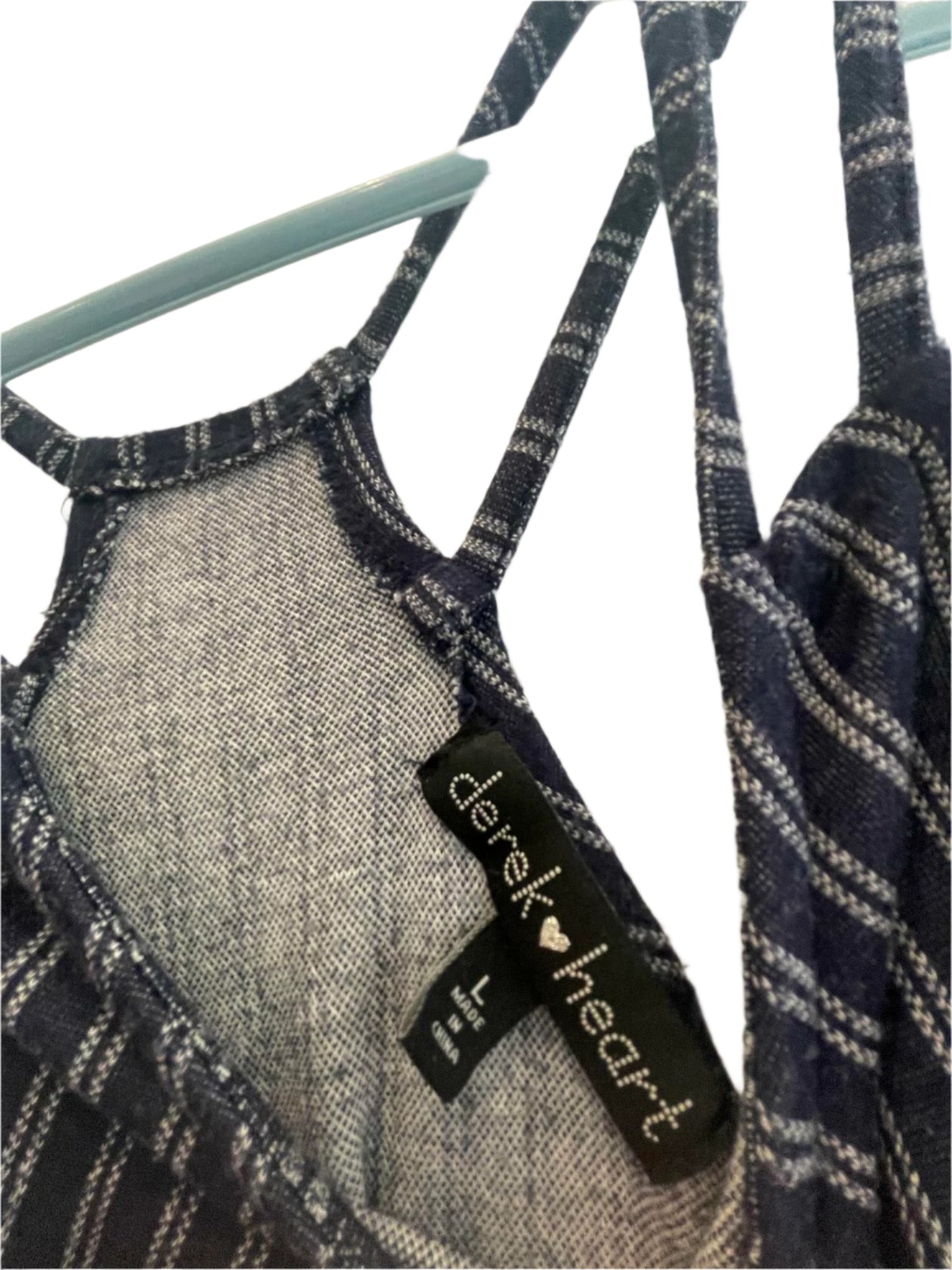 Derek Heart Womens Dress Striped Maxi Strap - Blue - Large - Very Good