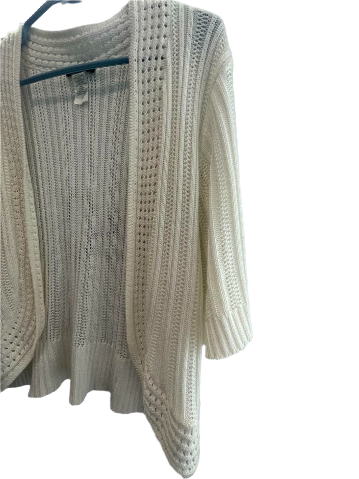 Intriguing Threads Womens Cardigan Half-Sleeve No Closure - White - 1X - Very Good