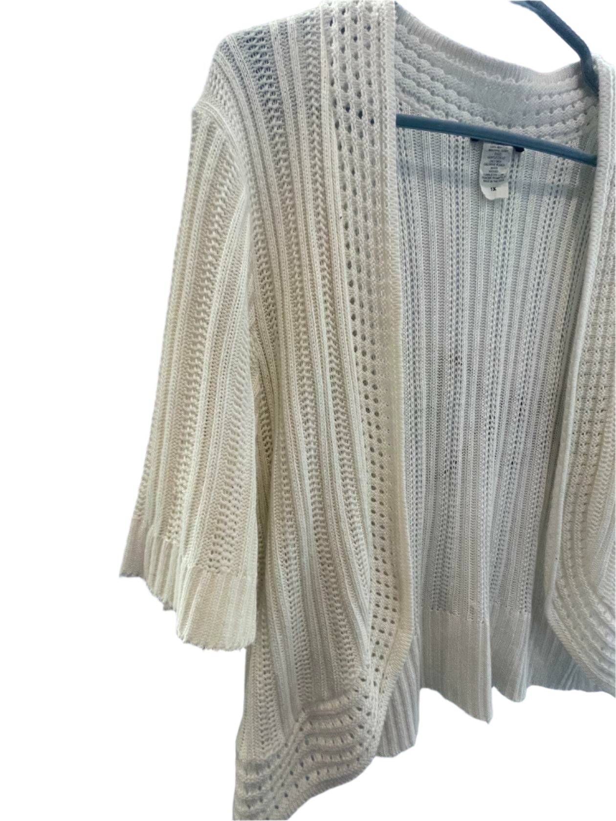 Intriguing Threads Womens Cardigan Half-Sleeve No Closure - White - 1X - Very Good