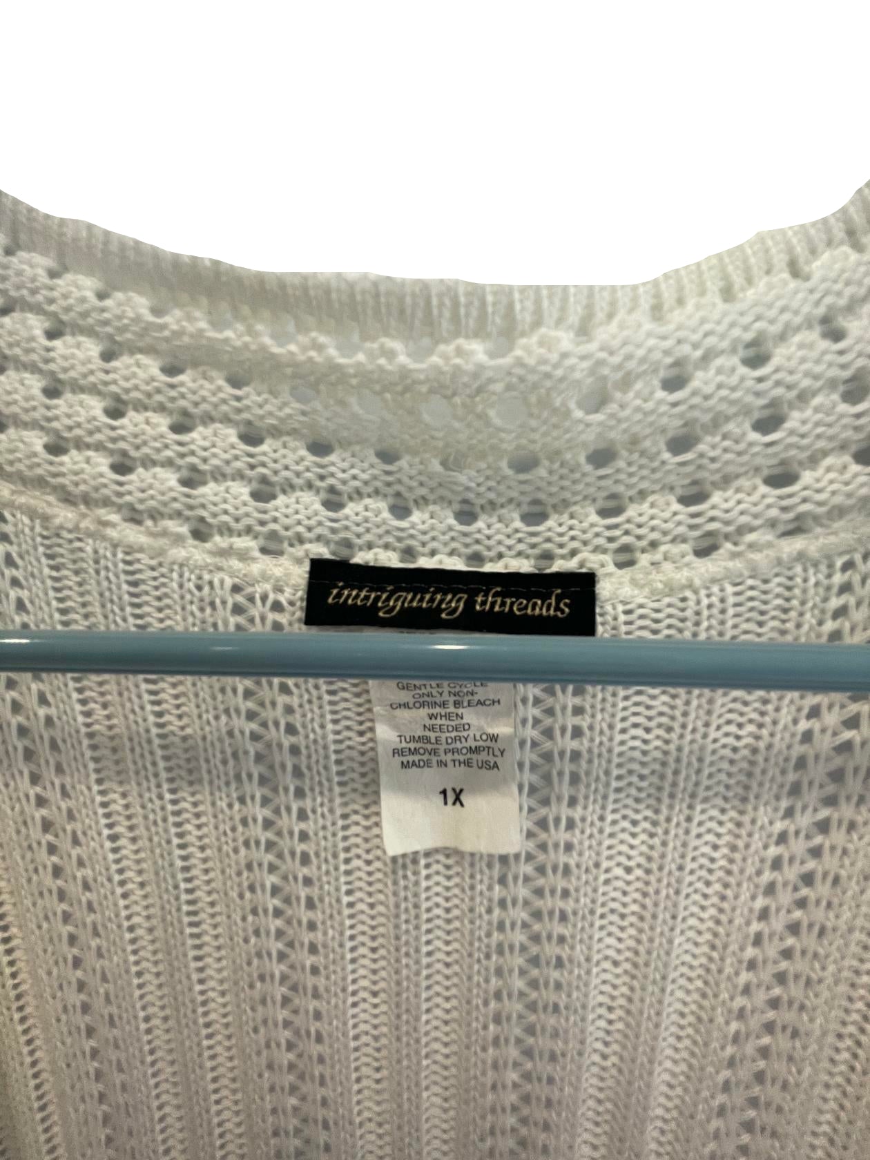 Intriguing Threads Womens Cardigan Half-Sleeve No Closure - White - 1X - Very Good