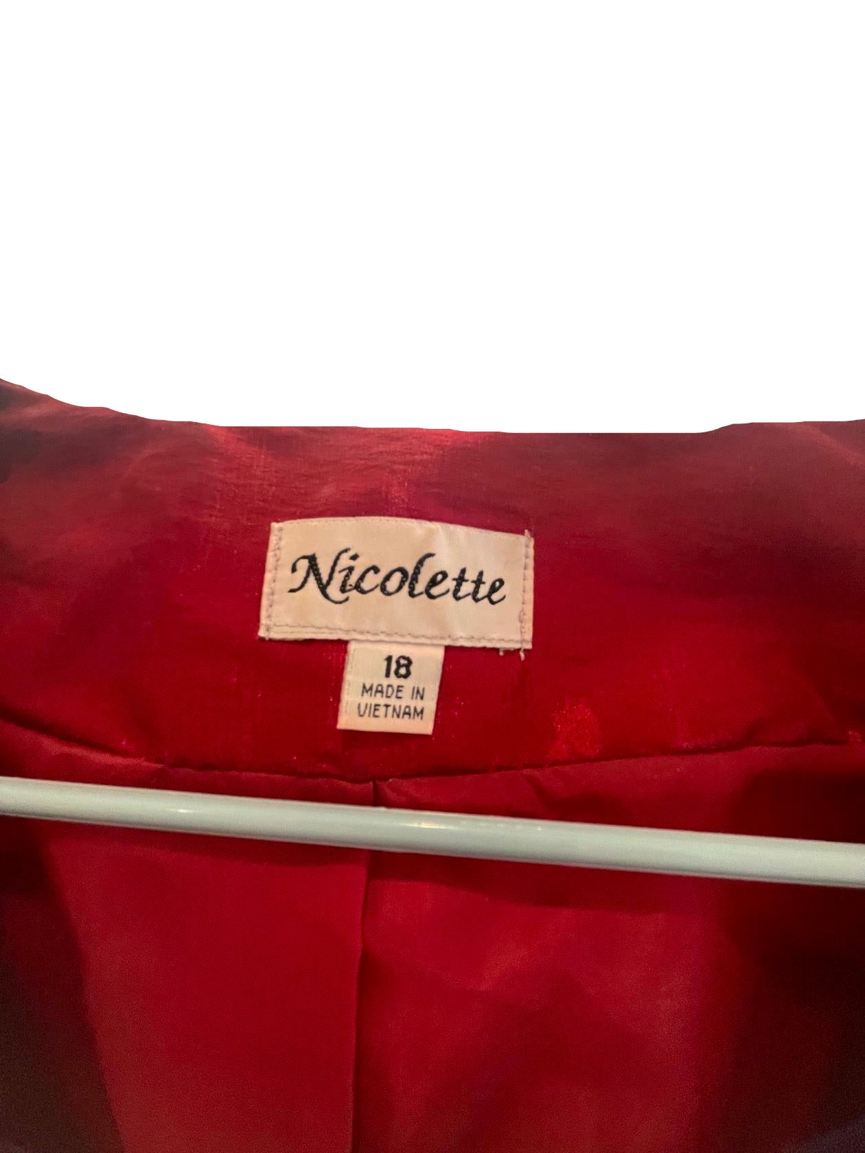 Nicolette Womens Blazer Ruffles Bedazzled Buttons Formal Casual - Red - 18 - Very Good