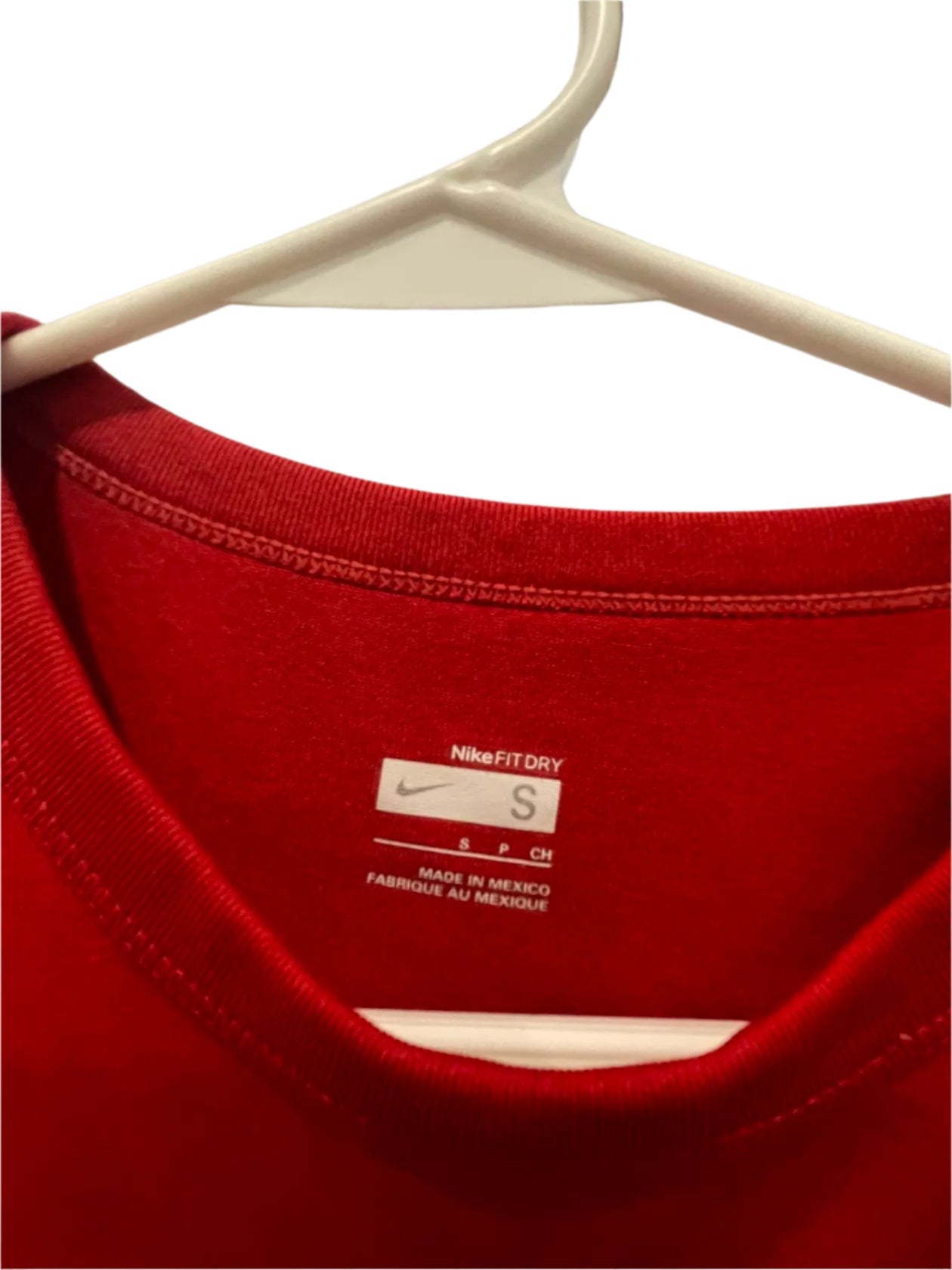Nike Mens T-Shirt Dri-Fit Stitched Logo - Red - Small - Like New