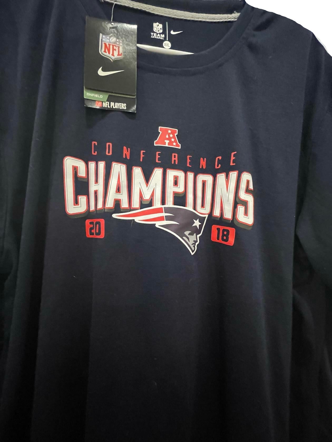 Fanatics Unisex NFL Team Long Sleeve Active T-Shirt New England Patriots Conference Champions 2018 - Navy - 2XL - Like New