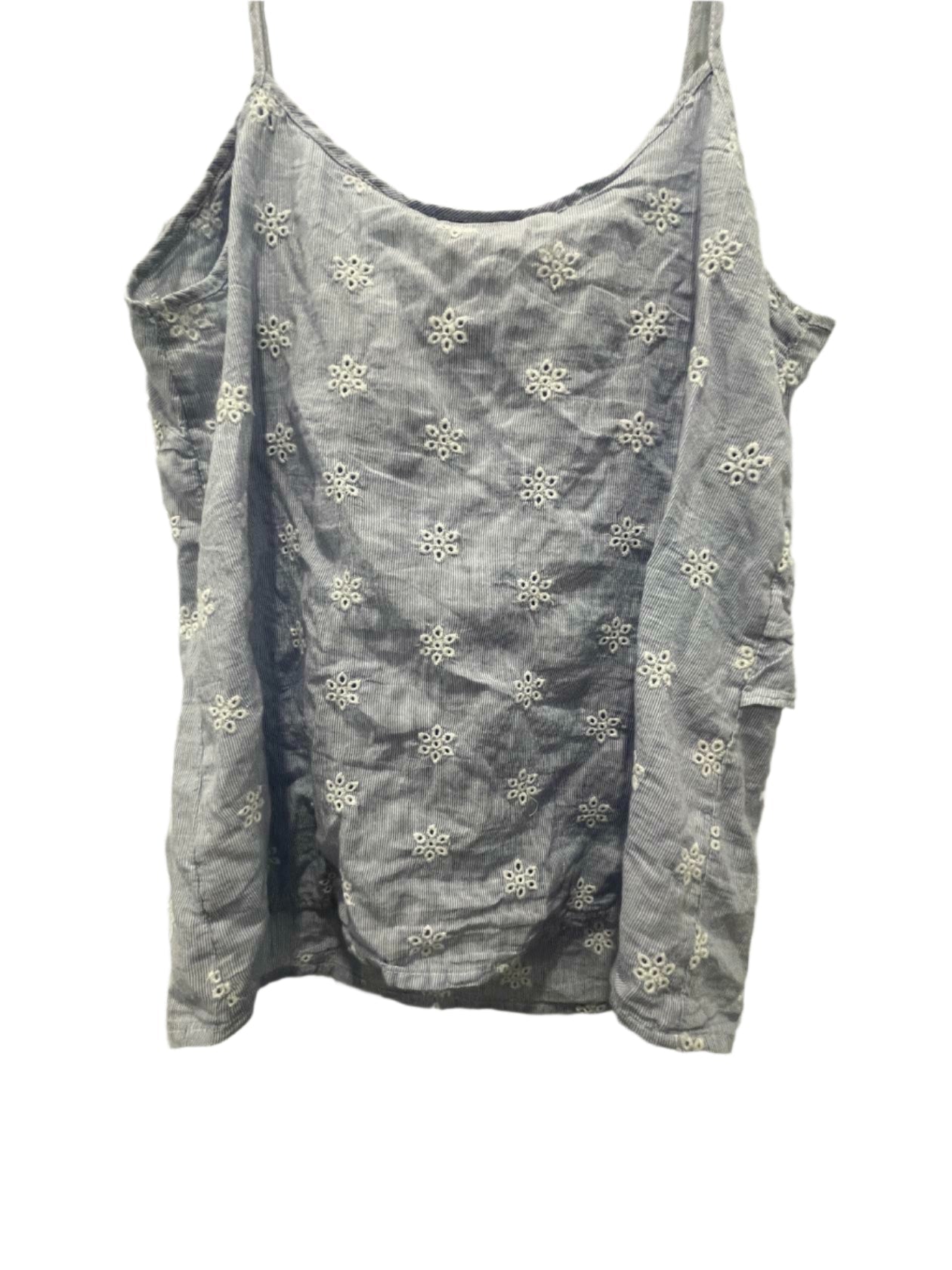 H&M Womens Top L.O.G.G. Tank Cami Floral V-neck - Blue - 4 - Very Good