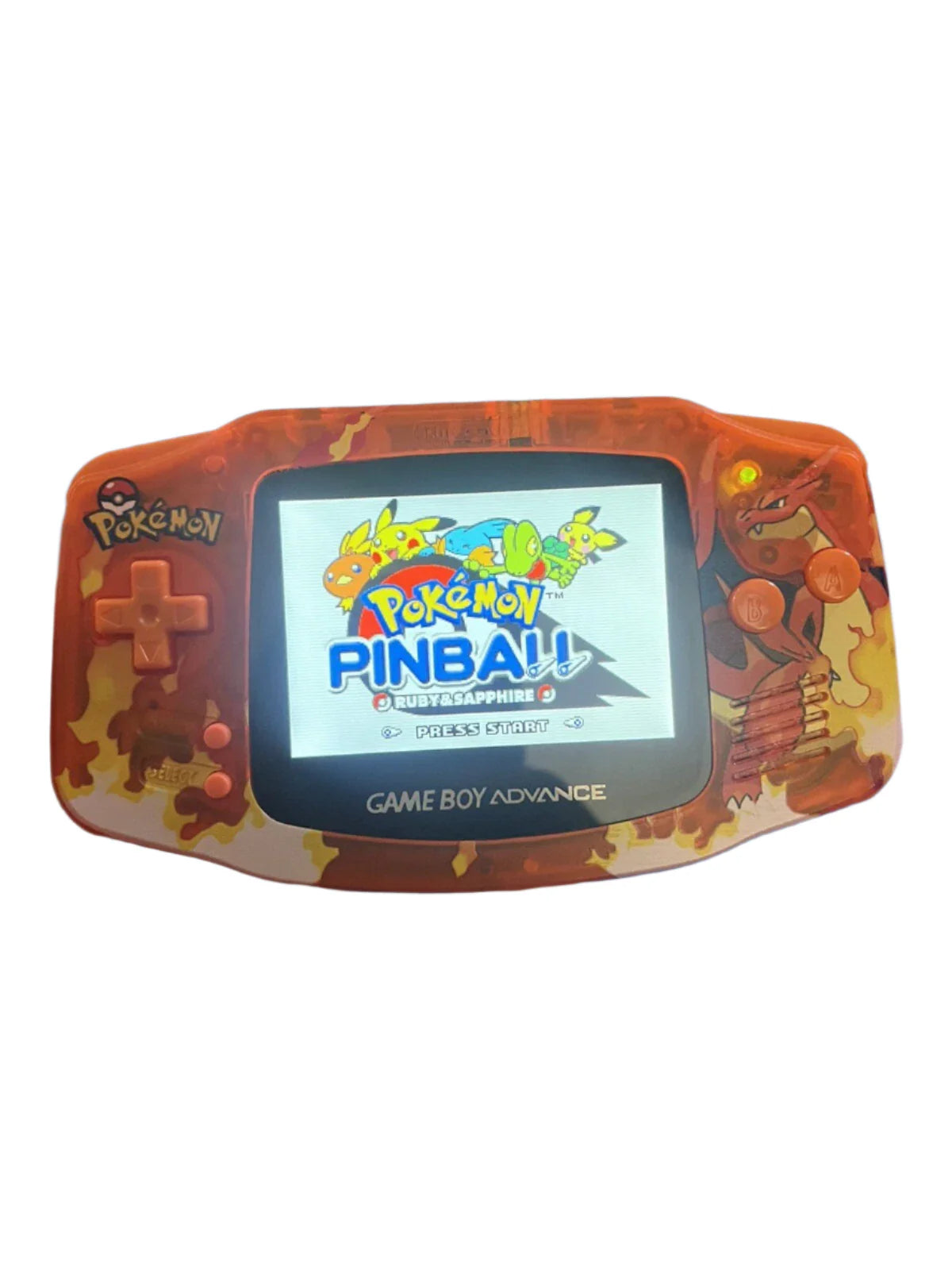 Nintendo Game Boy Advance Video Game Console - OrangeYellow - Charizard Edition - Custom Built