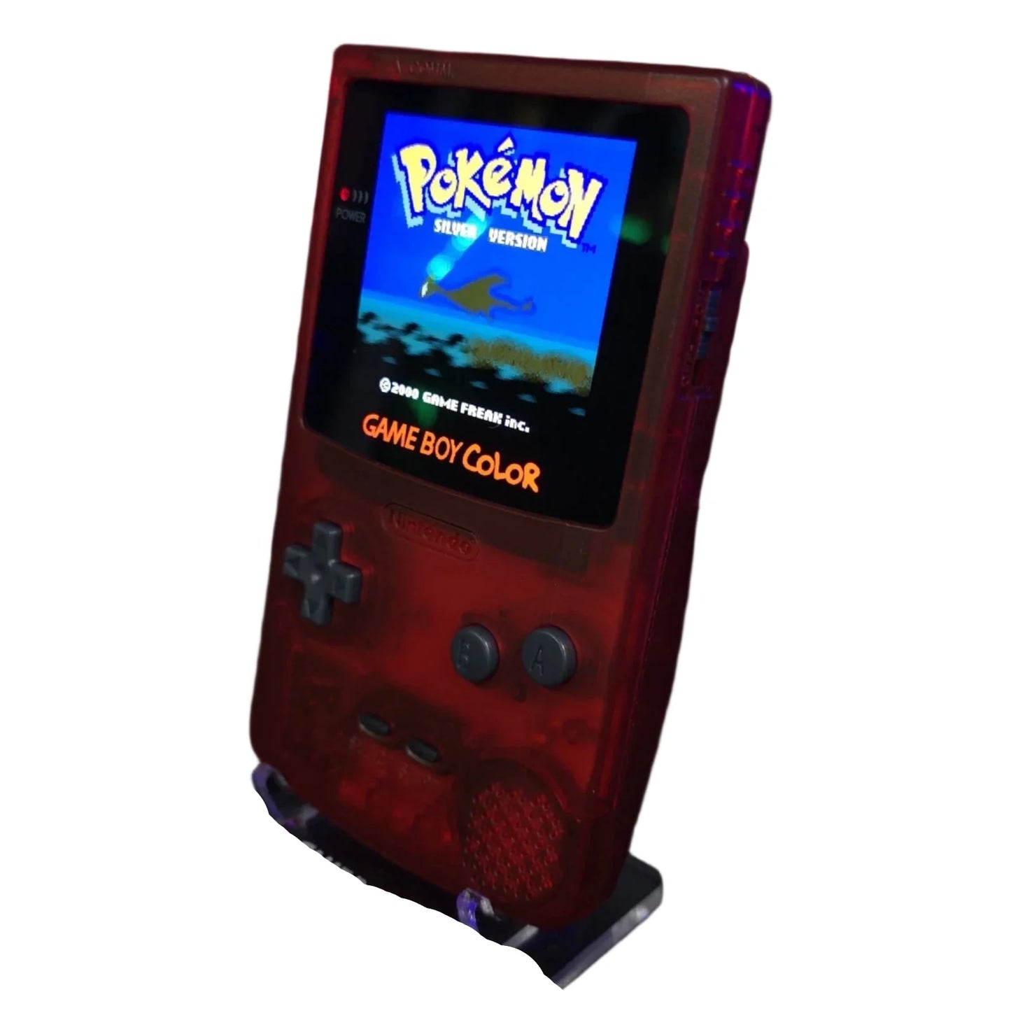 Nintendo Game Boy Color Video Game Console - Transparent Red - AMOLED XL LCD Touch Screen - Custom Built & Upgraded