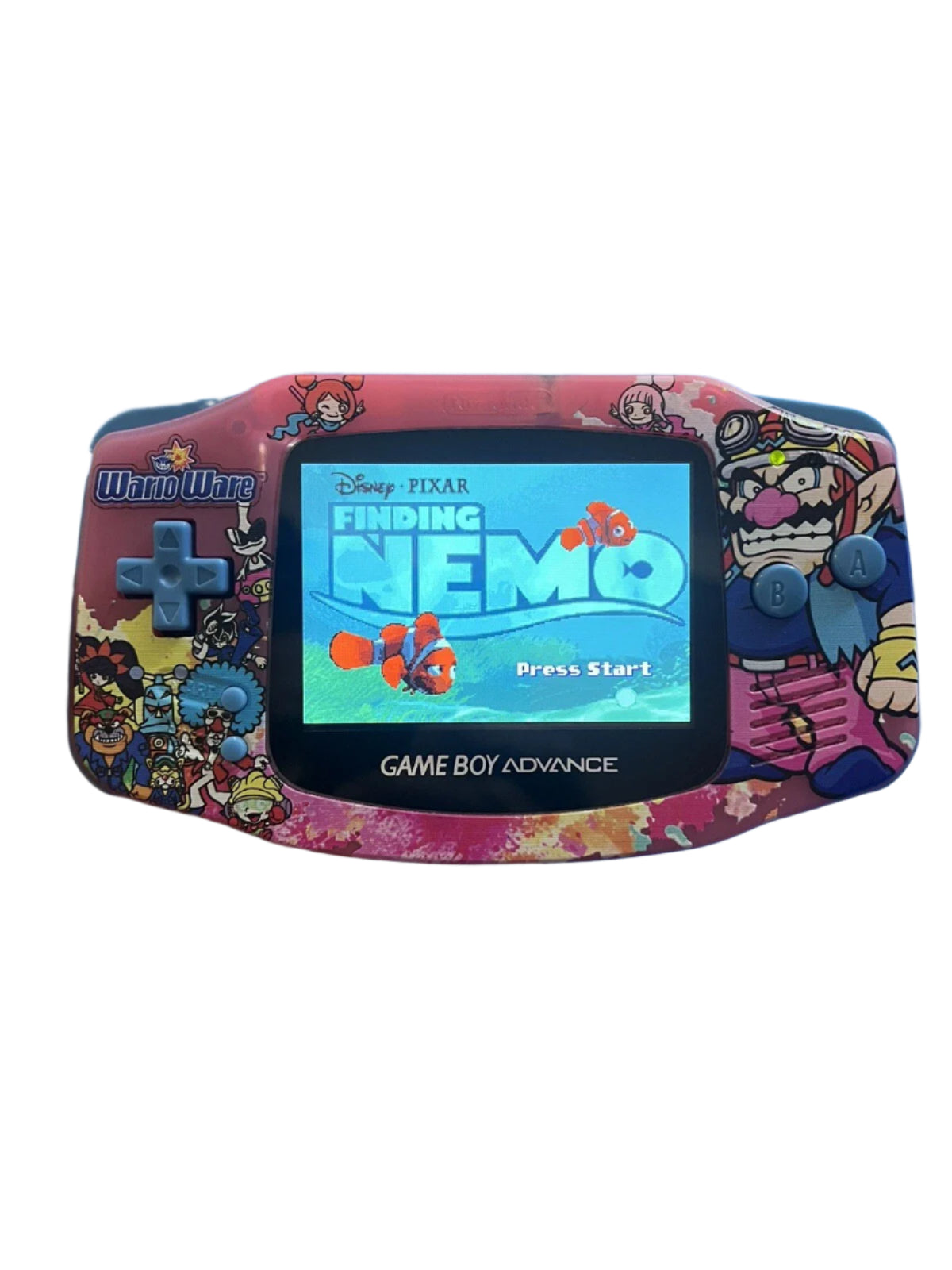 Nintendo Game Boy Advance Video Game Console - PinkBlue - Wario Ware Edition - Custom Built
