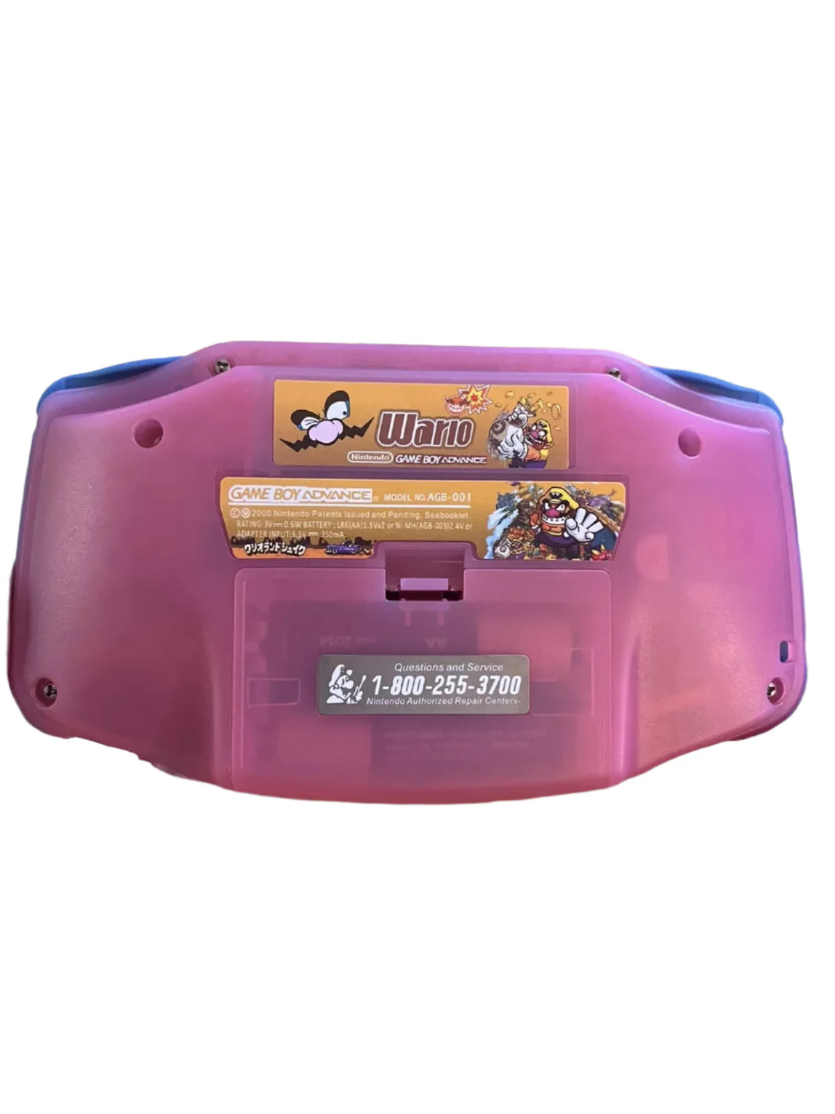 Nintendo Game Boy Advance Video Game Console - PinkBlue - Wario Ware Edition - Custom Built