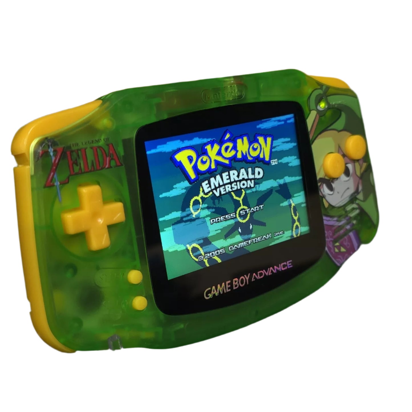 Nintendo Game Boy Advance Video Game Console - Green - Legend of Zelda Edition - Custom Built