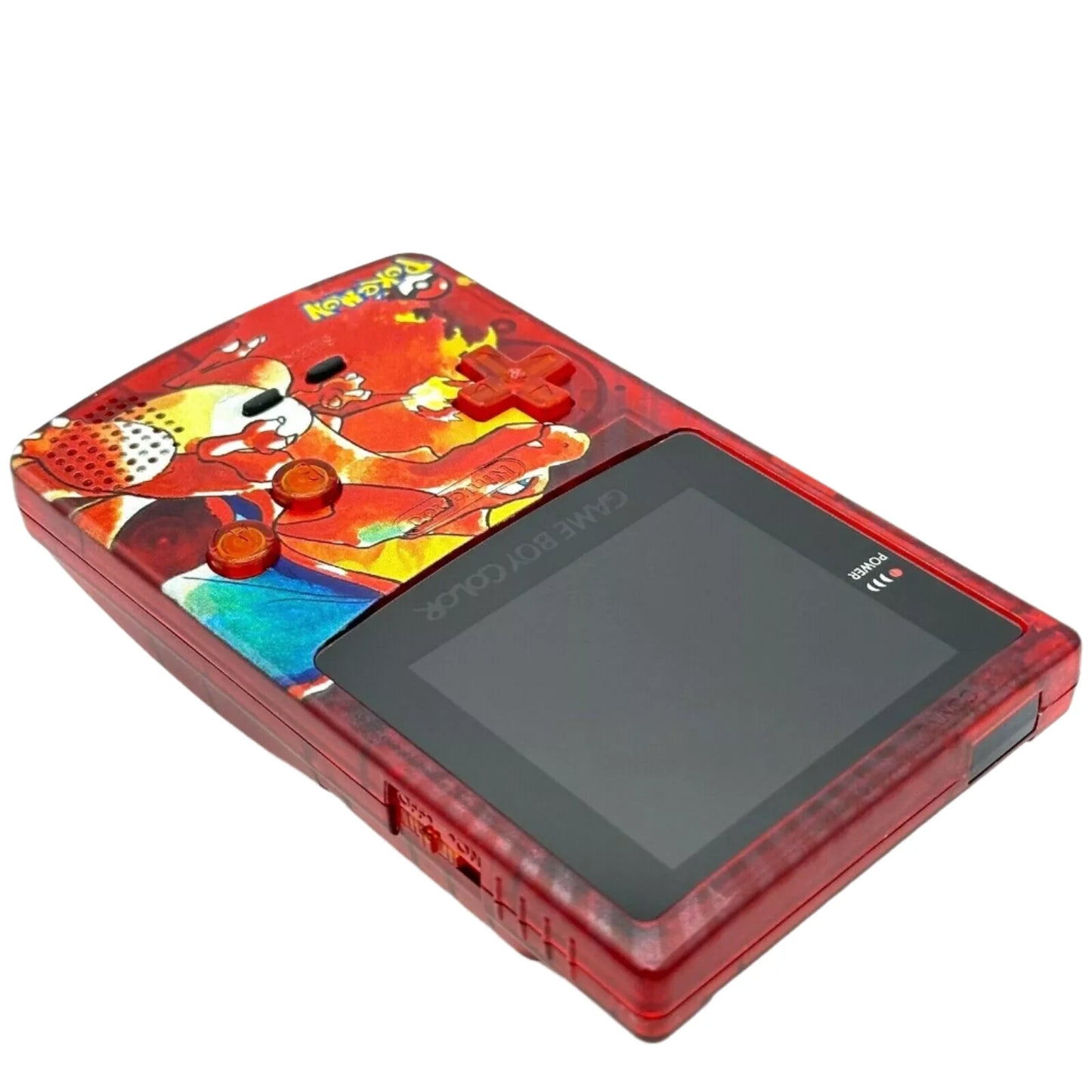 Nintendo Game Boy Color Console - Clear Red - Pokemon Charizard Edition - New Custom & Upgraded