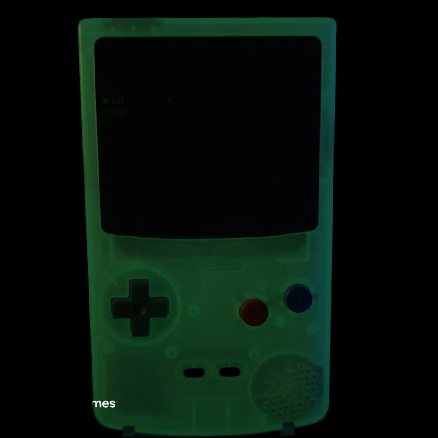 Nintendo Game Boy Color Console - Glow in the Dark Blue - AMOLED XL LCD Touch Screen - Custom Built & Upgraded