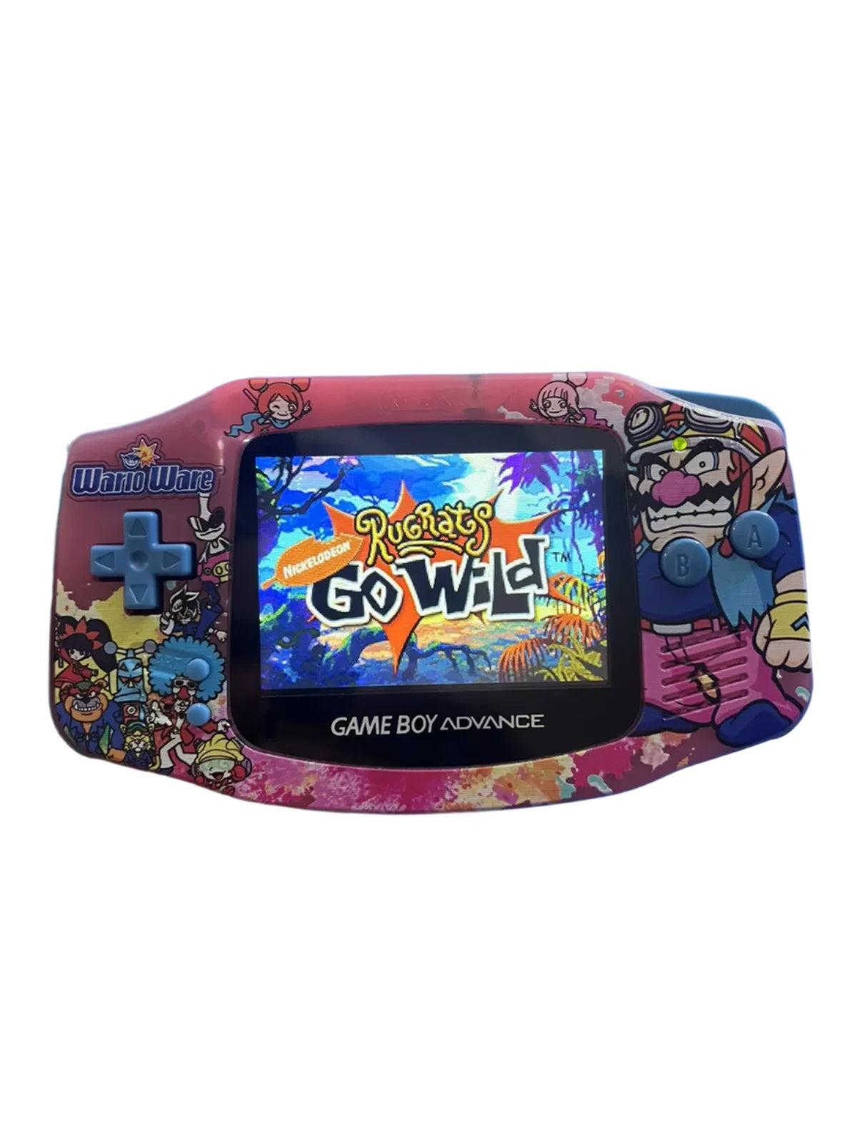 Nintendo Game Boy Advance Video Game Console - PinkBlue - Wario Ware Edition - Custom Built