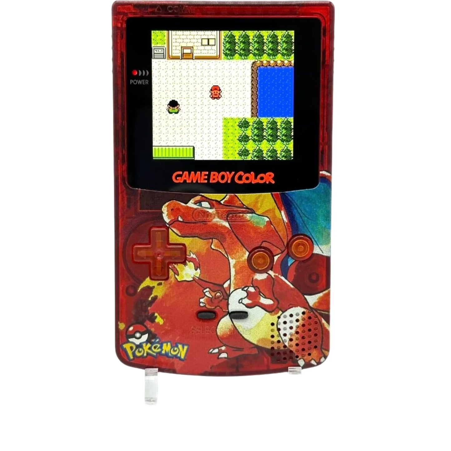 Nintendo Game Boy Color Console - Clear Red - Pokemon Charizard Edition - New Custom & Upgraded